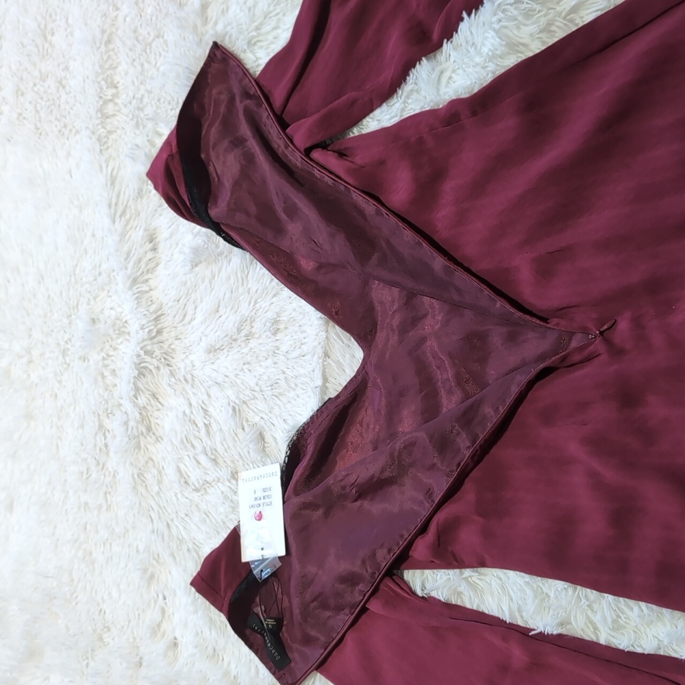 NWT Dance & Marvel Maroon Plunge Neck Vampire Goth Balloon Sleeve Dress Small - Picture 6 of 12
